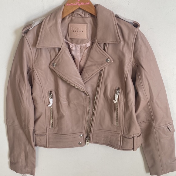 (A8) NEW Blank NYC Pink Genuine Leather Moto Jacket, Size Medium, NWOT - Picture 12 of 14